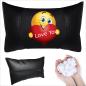 Preview: Auto Nackenkissen 20x30cm Nackenpolster Leder Schwarz mit Druck Design Smiley